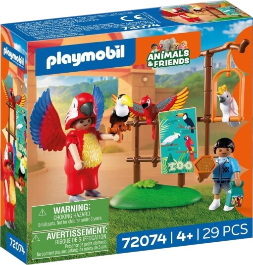 Playmobil Dyrehage Maskot med Papegøyekostyme og Fargerike Figurer