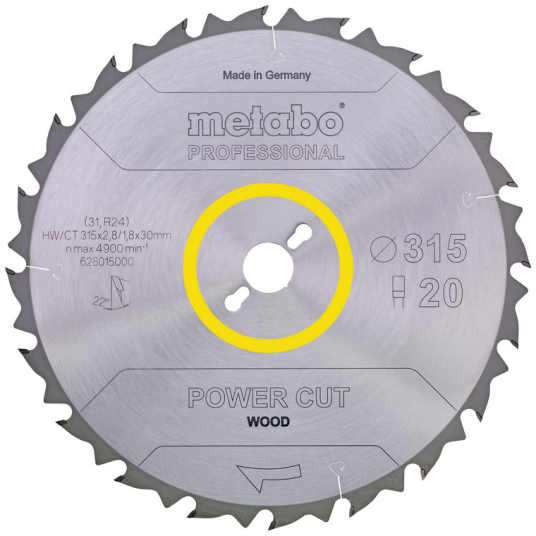 Metabo 628016000, Konstruksjons Tre Med Spiker, Tre, 31,5 Cm, 3 Cm, Tungsten Carbide Tipped (Tct), 2 Mm, 4900 Rpm