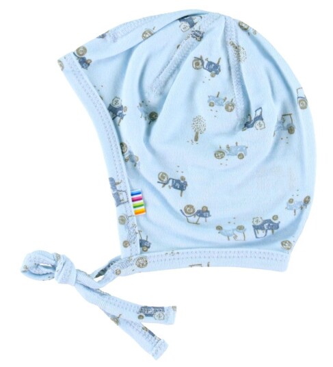 Joha Babylue Bambus Lyseblå m. Traktorer Joha 34 cm Lue baby