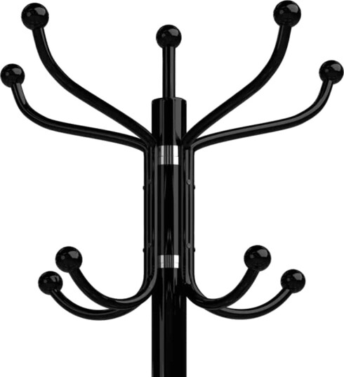 Svart klesstativ – marmorbase 14 kroker 175 cm