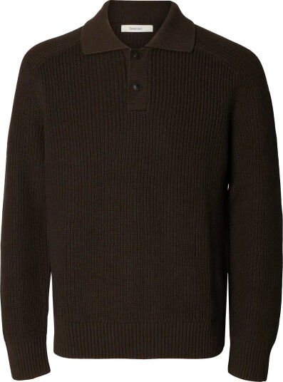 Selected Slmpim Ls Knit Polo Camp DELICIOSO S