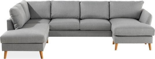 Trend 4 seters Venstrevendt U formet Sofa med Divan og Sjeselong i Stoff Grå