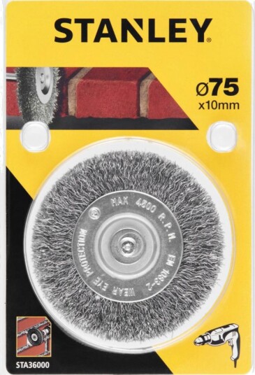 Stanley Stålbørste 75x10mm til drill med 6mm skaft