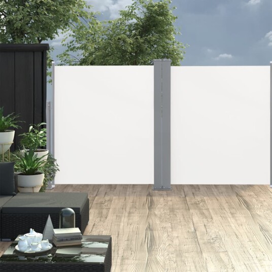 vidaXL Uttrekkbar sidemarkise 140x600 cm kremhvit