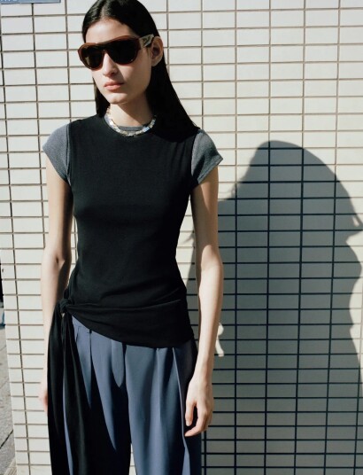Mango Cotton Top With Knot Detail Black XL