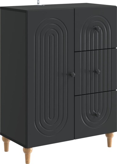 Serviesskap med skuff Svart 66 x 34,5 x 90 cm Konstruert tre Serviesskap med skuff Svart 66 x 34,5 x 90 cm Konstruert tre