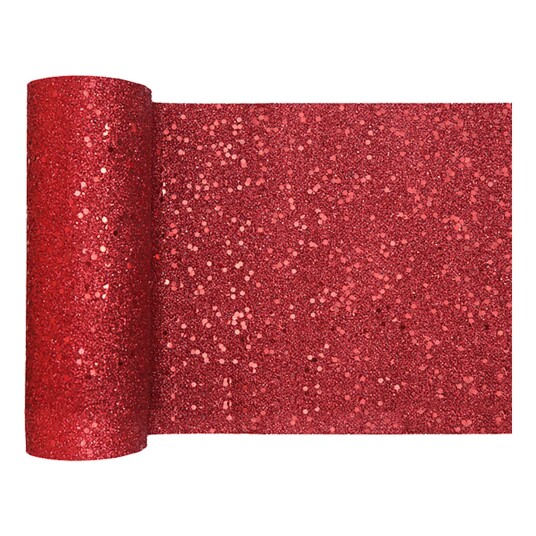 Santex Bordløper Tykk Rød Glitter