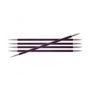 KnitPro Zing Strømpepinde Messing 15cm 6,00mm / 5.9in US10 Purple Velv