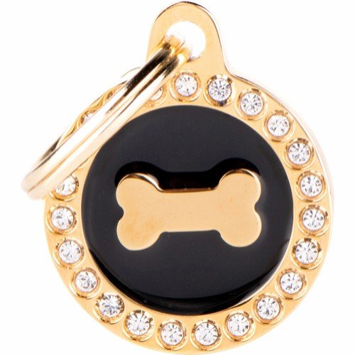 Myfamily Glam Strass ID-merke Hundehalsbånd Sort/Gull Myfamily Glam Strass ID-merke Hundehalsbånd Sort/Gull
