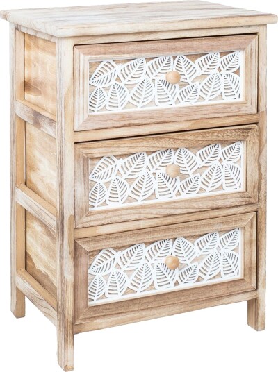 Kommode HOME4YOU Kaseke med 3 oppbevaringsenheter 40x29x58 cm natur naturlig