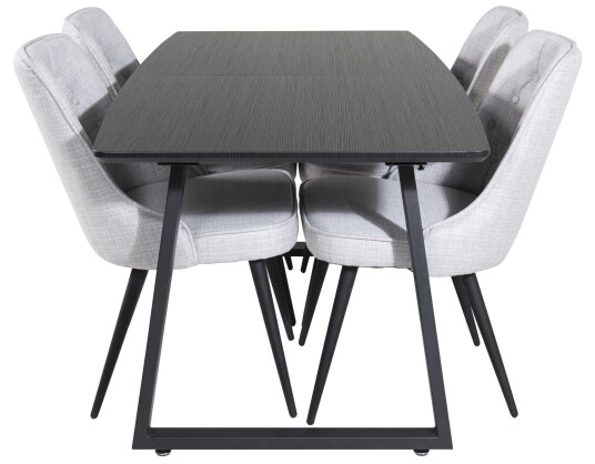 Venture Design Inca & Velvet spisegruppe Svart/grå 4 st stoler & bord 160 x 85 cm