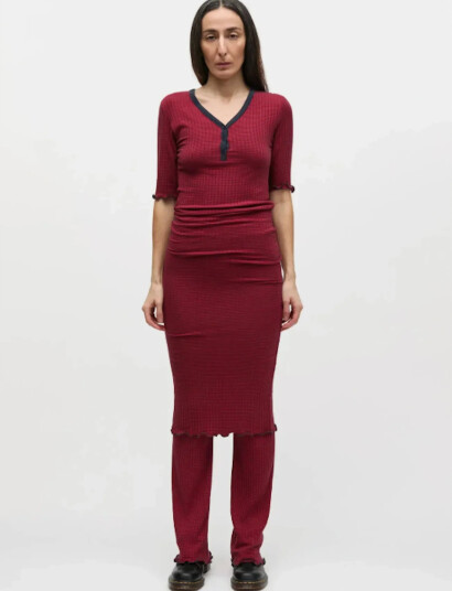 Mads Nørgaard 5X5 Stripe Tanya Dress - Red - XS