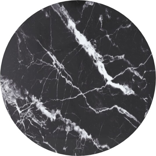 Bordplate svart Ø30x0,8 cm herdet glass med marmor design