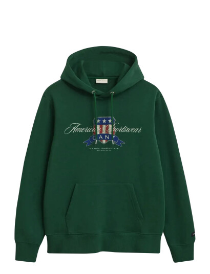 GANT Graphic Hoodie - Green - S GANT Graphic Hoodie - Green - S