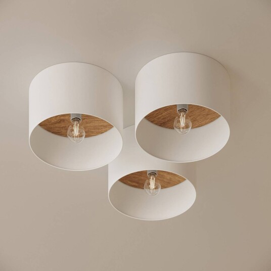 Sollux Lighting Taklampe Telesto hvit Ø 35 cm stoff tre stål