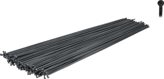 Force eiker i rustfritt stål sort 2mm 10 stk. uten nipler sort