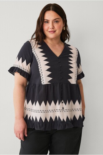 Zizzi - Bluse vMaja S/S - Svart