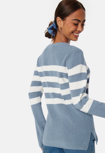 Happy Holly Striped O-neck Knitted Sweater Blue/Striped 36/38
