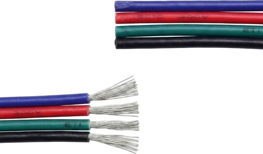 5m RGB kabel   4x0,35mm² 12V 24V til LED strip