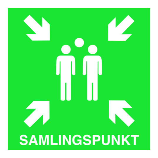 Herd Skilt samlingspunkt 50x50 cm alu 3 mm alu sandwich plate med refleks