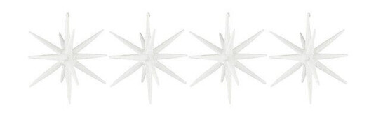 House Doctor Spike juletrepynt store stjerner 12 cm 4 stk hvit/glitter