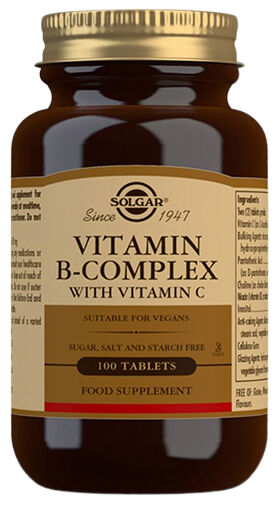 Solgar Vitamin B Complex + Vitamin C 100 Tabletter