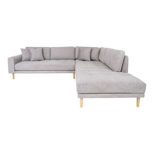 Lido hjørnesofa høyrevent med 4 puter lysegrå.