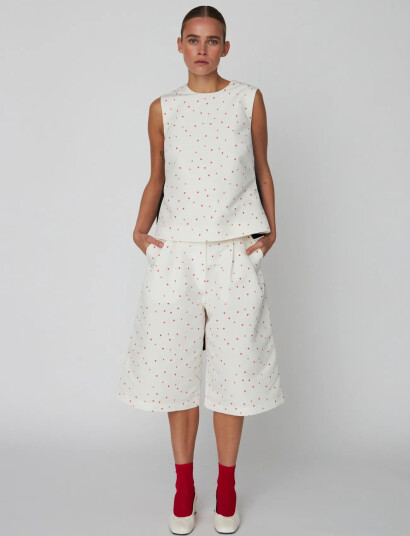 Stella Nova Heart Printed Bow Top White 40