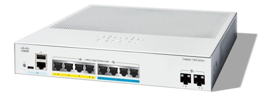 Cisco Catalyst 1300-8Mgp-2X - Switch - L3 - Styrt - 4 X Gigabit Ethernet + 4 X 100/1000/2.5G + 2 X 10 Gigabit Sfp+ - Rackmonterbar - Poe+ (120 W)