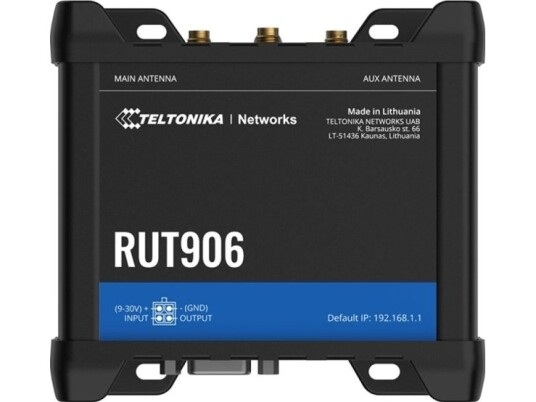 Teltonika Rut906 Trådløs Router med 4G LTE og DIN-Skinne Montering, Svart Teltonika Rut906 Trådløs Router med 4G LTE og DIN-Skinne Montering, Svart