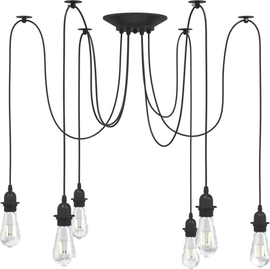 vidaXL Pendellampe med 6 lampeholdere E27 svart metal