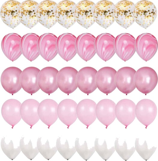 40-pack ballonger rosa gull konfettiballons 31cm bursdag