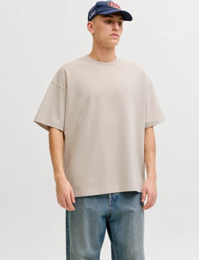Jack & Jones Jjebarron Tee Ss O Neck Noos   Cream   XL