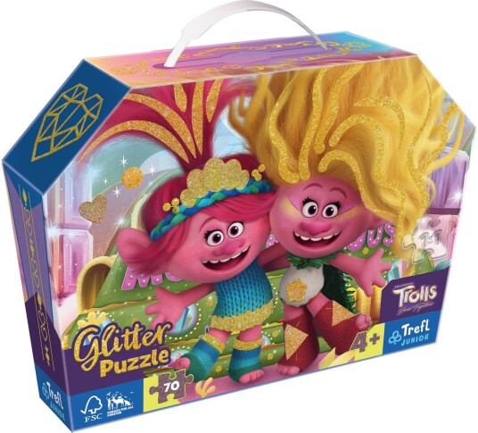 Trefl Junior Glitter Trolls Puslespill 70 Brikker Trefl Junior Glitter Trolls Puslespill 70 Brikker