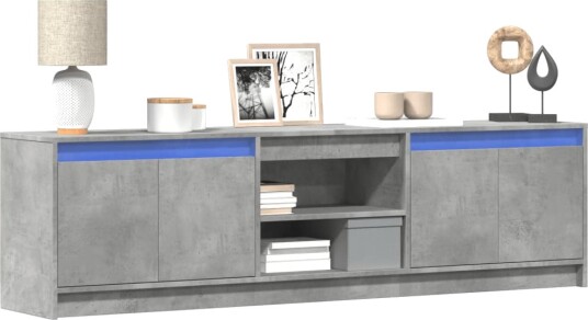 TV-benk med LED betonggrå 180x34x50 cm konstruert tre 8721158342607
