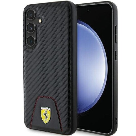 Ferrari Mobildeksel Carbon Stitched Bottom til Samsung Galaxy S24+ - Svart