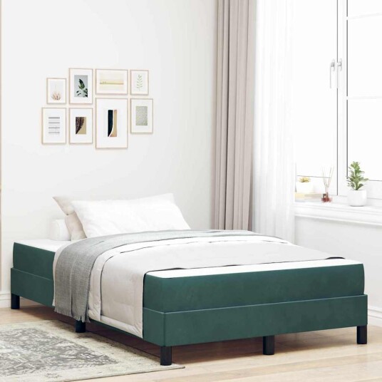 Kontinentalseng med madrass Mørkegrønn 120 x 210 cm Fløyel