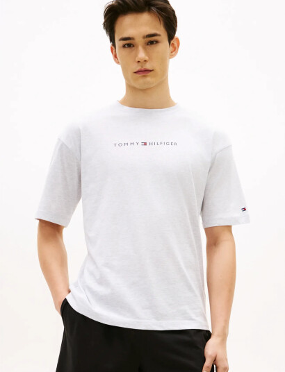 Tommy Hilfiger Ss Logo Tee Grey M Tommy Hilfiger Ss Logo Tee Grey M