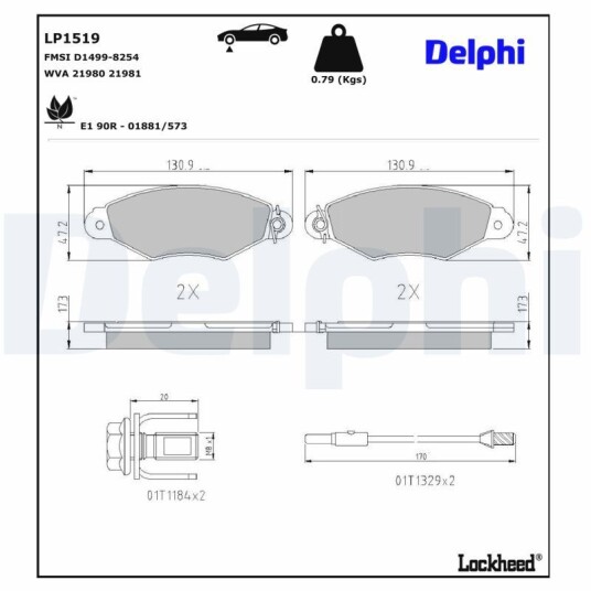 Bremseklosser DELPHI LP1519