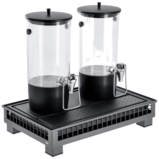 VEGA Drikkedispenser Portland dobbel GN 1/1; 55.4x35.2x53 cm (LxBxH); Antrasitt/Transparent/Svart