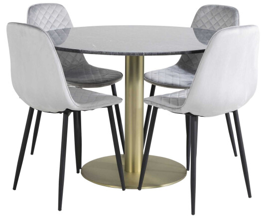 Venture Design Estelle & Polar spisegruppe Svart/grå 4 st stoler & bord 106 cm