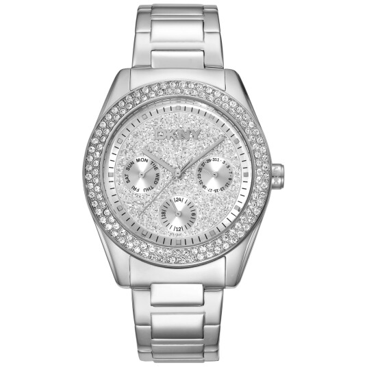 DKNY Dameklokke DK1L078M0015 Chambers Multi Glitz Sølvfarget/Stål DKNY Dameklokke DK1L078M0015 Chambers Multi Glitz Sølvfarget/Stål