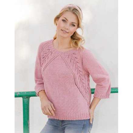 Â Sweet Heather av DROPS Design Genser Strikkeoppskrift str S XXXL