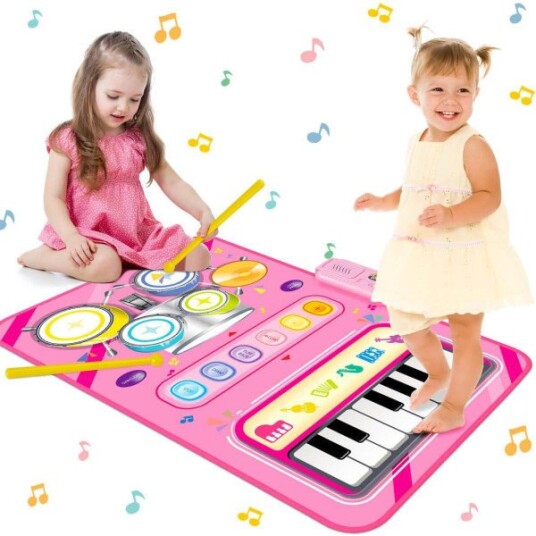 2 i 1 Musikmatte Pianoklaviatur Og Trommatte Med Pinner Blå 2 i 1 Musikmatte Pianoklaviatur Og Trommatte Med Pinner Blå