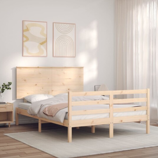 vidaXL Sengeramme med hodegavl 4FT6 double heltre 8720845403669