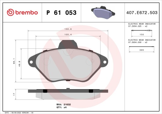 Bremseklosser BREMBO P 61 053