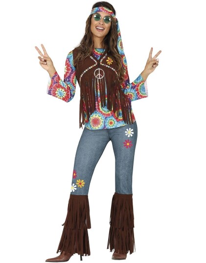 Fiestas Guirca Komplett Hippie Kostyme til Dame S