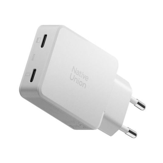 Native Union 65W 2 ports GaN Hurtiglader Hvit Native Union 65W 2 ports GaN Hurtiglader Hvit