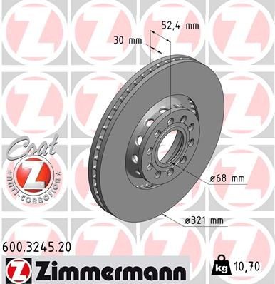 Bremseskive ZIMMERMANN 600.3245.20 Bremseskive ZIMMERMANN 600.3245.20