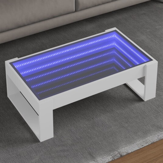 Salongbord med Infinity LED hvit 90x53x30 cm 847637